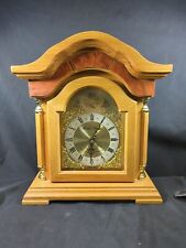 Vintage Westminster Chime Mantle Clock Oak? Cabinet Daniel Dakota Gold Accents picture