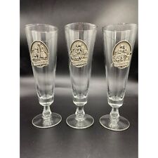 Set of 3 Golf Pewter Pilsner Beer Glasses The Approach, Drive, Hook Vintage picture