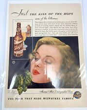 1942 vintage Schlitz Beer Print Ad Kiss of the Hops picture
