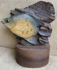 Vintage Realistic Resin Wood Finish Bluegill Perch Fish Figurine Statue EUC picture