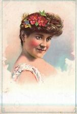 1880s-90s Young Woman Portrait Saline Mixture Fisher & Bro. Sunbury Trade Card picture