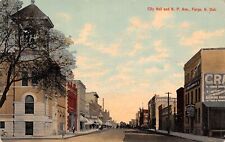 City Hall and N. P. Ave Fargo ND North Dakota c1910 Postcard 4899 picture