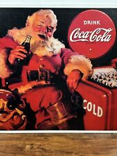 Vintage 1991 Coca Cola Santa Clause Christmas Metal Sign 15’ X 12’ Coke 90’s EUC picture