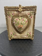 VINTAGE EQUISITE LUXURY FILIGREE TUFTED EMBROIDERED TISSUE BOX COVER picture