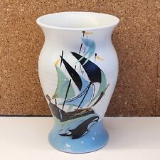 Vintage Brentleigh Schooner Ocean Scene Art Deco Style Vase picture