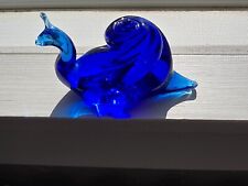 Vintage Snail Figurine Blue Glass Paperweight Cobalt Blue Figure Decor picture