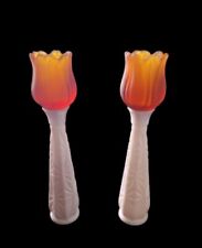 Faroy Amber Tulip Volive On Milk glass picture