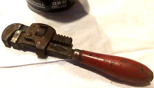 Stillson 6 PIPE WRENCH Wood RED Handle Alworth Mfg MISSING END CAP Paint chips picture