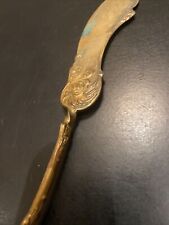1894 Waldo HE Gold Bronzeware Rialto Twist Handle Master Butter Knife 7.5” picture