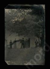 Rare Scene Antique Tintype Photographer & Camera on Tripod Outside Tent Studio picture