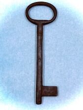 LARGE 5 3/8” Hand Forged ANTIQUE UNCUT SKELETON IRON DOOR KEY picture