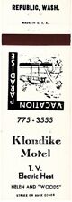 Vintage Klondike Motel Matchbook Cover REPUBLIC WA picture