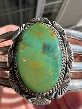 Native American Royston Turquoise Sterling Silver Cuff Bracelet Navajo 76 gr picture