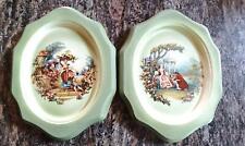VTG 1973 Byron Molds Peg-Old English Garden Green Pottery Wall Art Plates READ picture