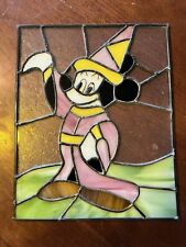 Mickey Mouse Fantasia Stained Leaded Glass Window Disney Vintage Antique ￼ picture
