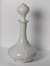 Vintage Milk Glass Decanter with Stopper Shabby Chic (chip on rim-see pics) picture