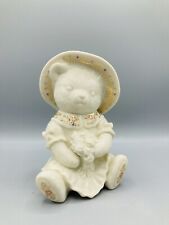 RARE Vintage Lenox Teddy Bear Dress Hat Flowers China Jewel Collection gold picture