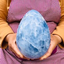 6.44LB  Large Natural Blue Celestite Egg Quartz Crystal Polished Egg Healing picture