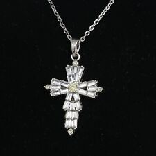 Silvertone Cross with Crystal Baguette Stones 23