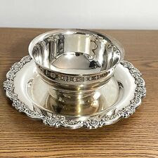 Vintage Silverplate Oneida Du Maurier Round Sauce Bowl With Attached Under Plate picture