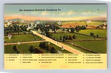 Gettysburg PA-Pennsylvania, View From Tower, Map, Battlefield Vintage Postcard picture