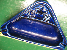 CANADIAN CANADA COBALT BLUE PORCELAIN  TRI LATERAL ASHTRAY CP LOGO  MAPLE LEAF picture