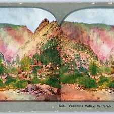 c1900s Yosemite Valley, California Sentinel Dome Rock Litho Photo Stereoview V46 picture