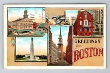 Boston MA-Massachusetts, Greetings, Historic Sites, Vintage c1931 Postcard picture