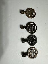 VTG Set of 4 Asian Chinese Long Life Symbol MCM Solid Brass Lamp Finial picture