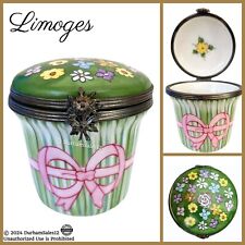 LIMOGES Vintage Flower Bouquet Basket Rochard Trinket Box Signed Betty St. John picture