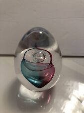Glass Crystal Paperweight Vibrant Teal Pink Bubble Design A D MURANO GLASS Cert. picture