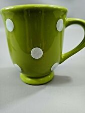 L👀K Terramoto Ceramic Mug Green with White Dots  picture