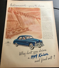 Yale Blue 1949 Kaiser De Luxe - Vintage Print Ad / Wall Art - Grand Coulee Dam picture
