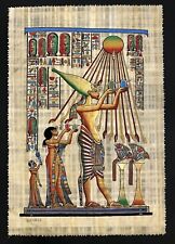 Vintage Authentic Hand Painted Egyptian Papyrus- King Akhenaten 16x24” picture
