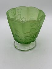 Vintage Frosted Green Compote, Molded Glass & Flashed Octagon Shape Marked FL 46 picture
