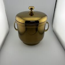 VTG Farber Brothers Solid Brass Ice Bucket With PYREX Glass Art Deco MCM Retro picture