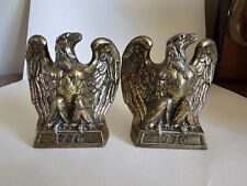 Vtg Brass 60s Mid Century Colonial Virginia Patriotic Eagle Bookends Pair Patina picture