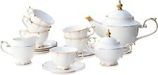 ACMLIFE Fine Bone China Tea Set for 6 White Porcelain Tea Sets Lightweight picture