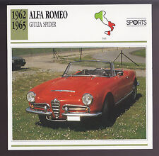 1962-1965 Alfa Romeo Giulia Spider Pininfarina Car Photo Spec CARD 1963 1964 picture