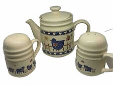 TRADITIONS COUNTRY STYLE TEAPOT AND LARGE SALT AND PEPPER SHAKERS CGD 1985 picture