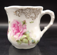 Antique Shaving Scuttle Mug Pink Rose with Gold Detail Unmarked Floral picture