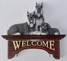 RARE Danbury Mint SCHNAUZER Dog WELCOME SIGN  With Little Hooks ~ 3D picture