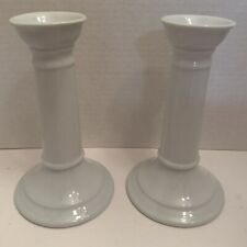 VTG Set of 2 White Apilco Porcelain 7” Candlestick Candle Holders Made in France picture