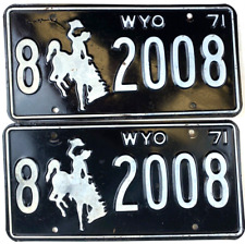 Wyoming 1971 License Plate Set Vintage Auto Platte Co Man Cave Collectors Decor picture