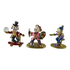 Lot of 3 Vintage Spoontiques Pewter Gold Clown Skateboard, Painter Crystal picture