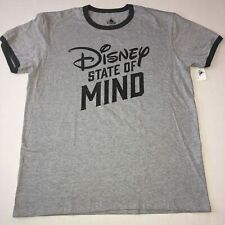 Disney Parks Men's Disney State of Mind Gray Ringer T-Shirt Size LARGE Adult NWT picture