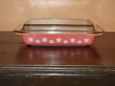 HTF JAJ Pyrex Gaiety Coral Red Snowflake 548/2161 Shallow Space Saver Dish & Lid picture
