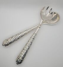 Vintage Large Silvertone Jewel Salad Serving Set Fork Spoon-12
