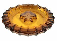 Fostoria AMBER Dish Cigar Ashtray Four Coin Large Heavy Glass Trinket 10” VTG picture