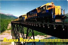 Vintage Postcard 4x6- Alaska Railroad train over Hines Creek, Danali National Pa picture